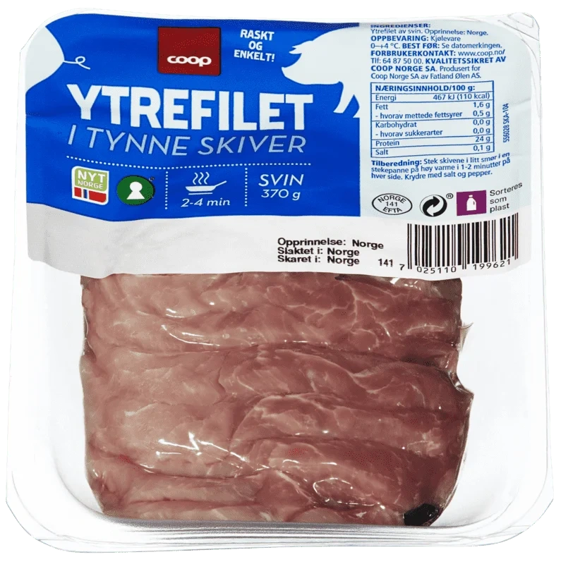 Coop Svin Ytrefilet i Tynne Skiver 370g