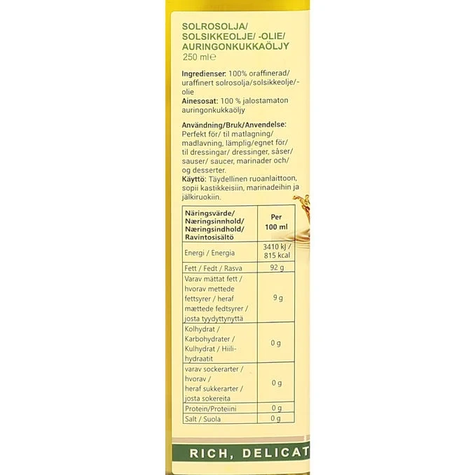 Oraffinerad Solrosolja
