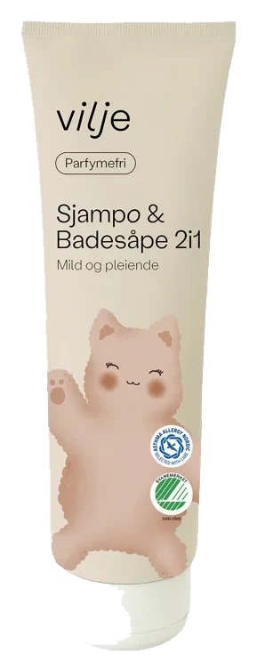 Sjampo&Badesåpe 2i1 Parfymefri 250ml Vilje