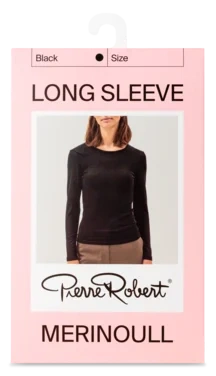 Wool Long Sleeve Jet Black M Pierre Robert