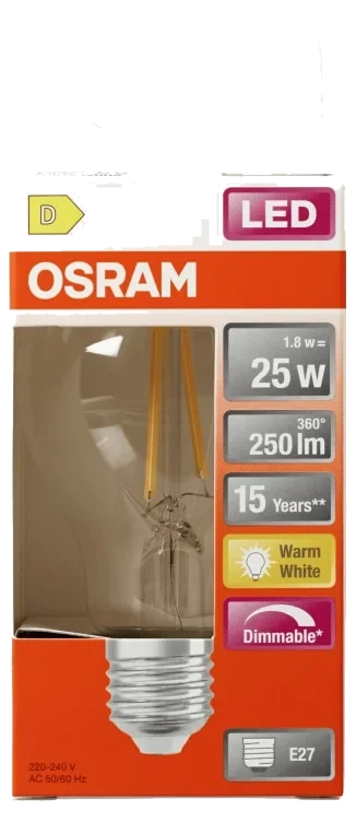 Lyspære Led Cl A 25 Klar Dim 827 E27 Osram