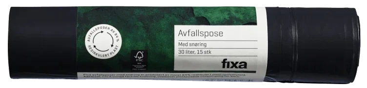 Avfallsposer m/Snørelukking 30l 15stk Fixa