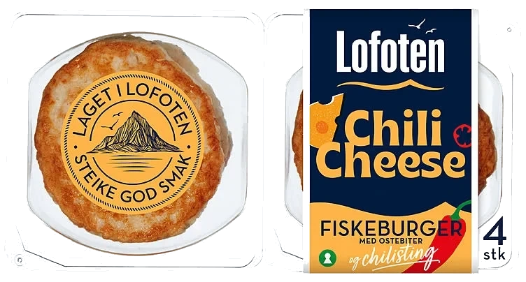 Fiskeburger Chili Cheese, 440g Lofoten