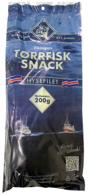 Tørrfisksnacks Hyse 200g Vikingens