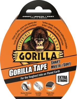 Lerretstape Svart 48mm Gorilla