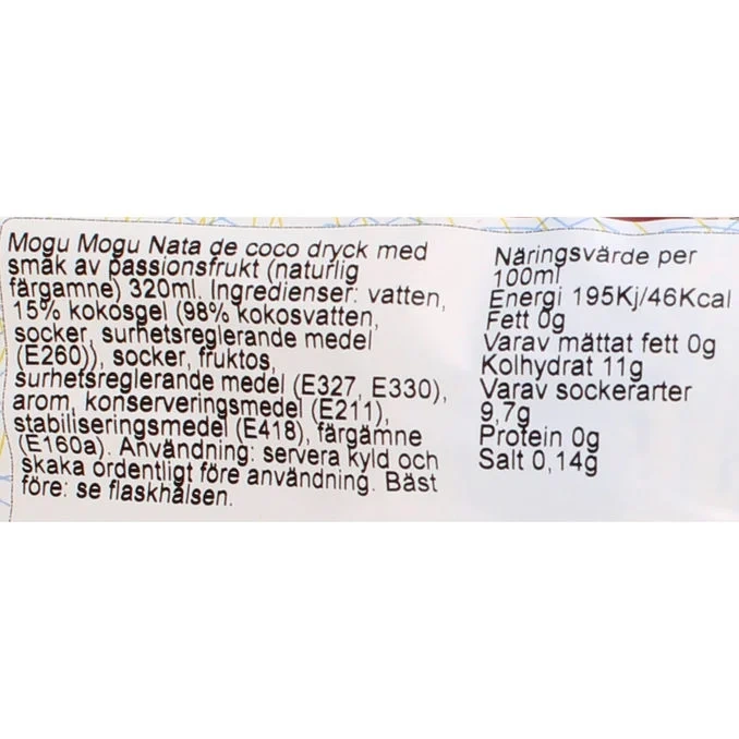 MOGU MOGU Passionsfruktsdryck Nata De Coco