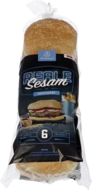 Burgerbrød Store m/Sesam 6stk 540g Reale
