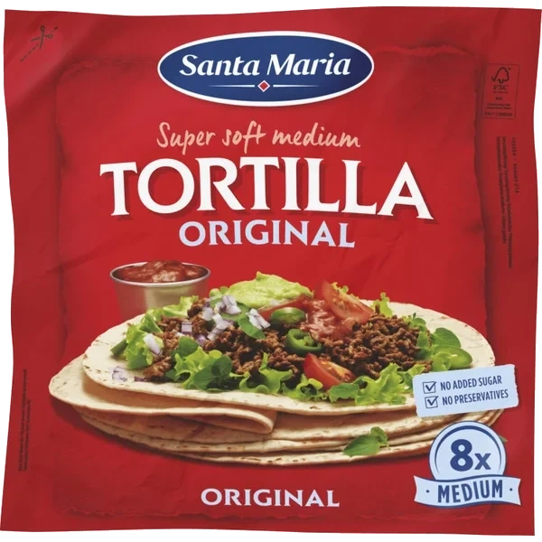 Tex Mex Tortilla Original Medium (8-pack) 320g Santa Maria