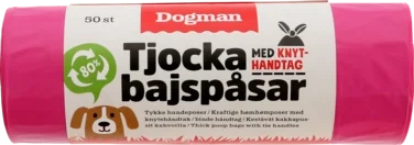 Bajspåse med Knythandtag 50-p Rosa