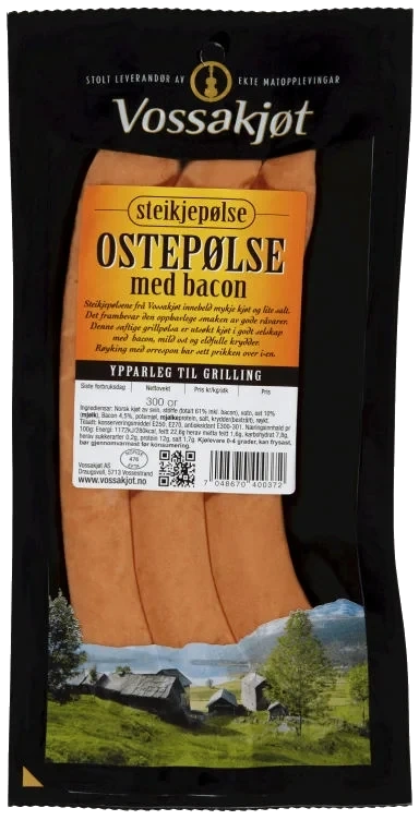 Ostepølse med Bacon 300g Vossakjøt