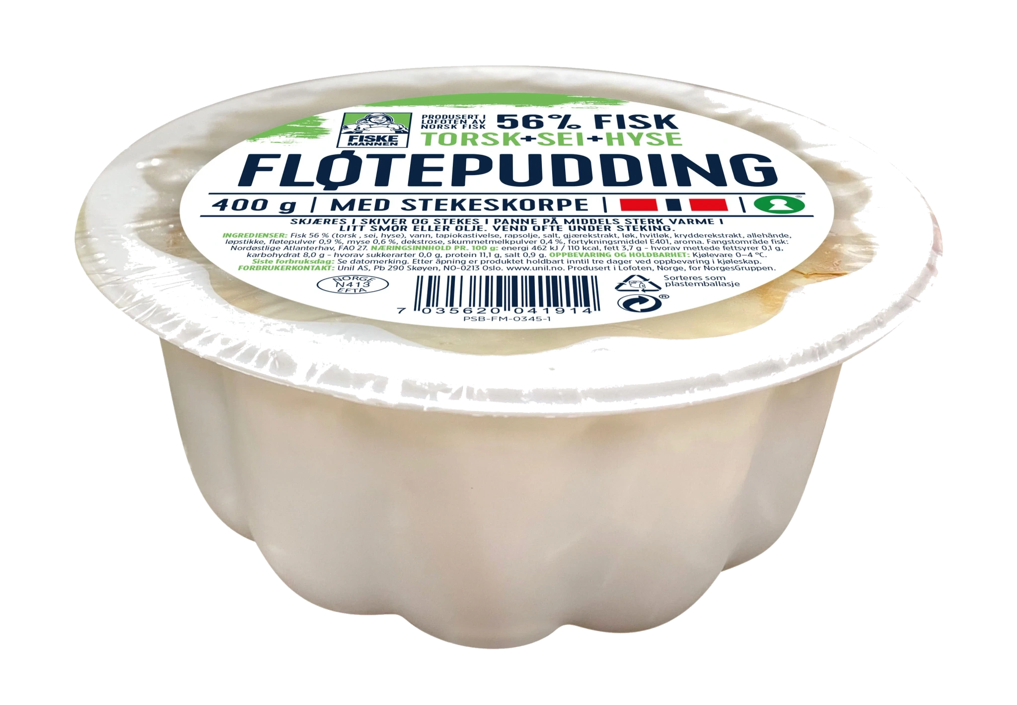 Fløtepudding Rund Formstekt 400g Fiskemannen