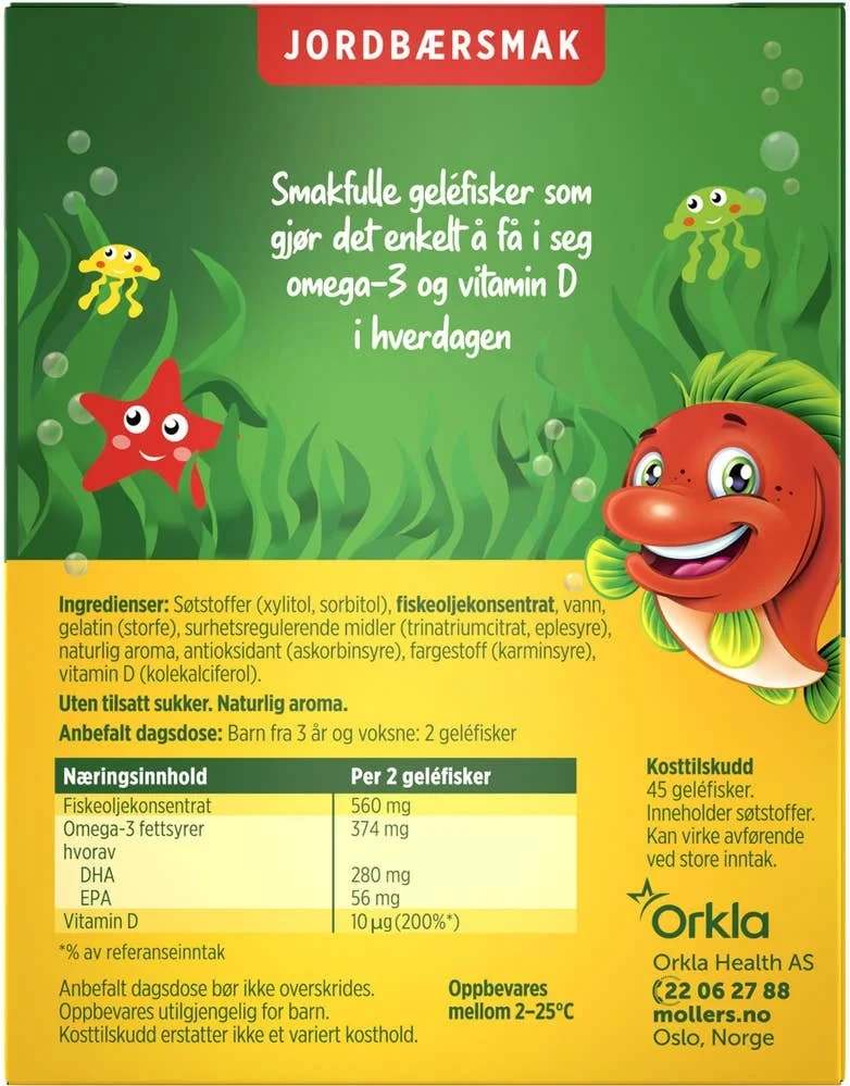 Geléfisker med jordbærsmak
