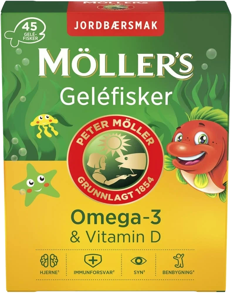 Geléfisker med jordbærsmak
