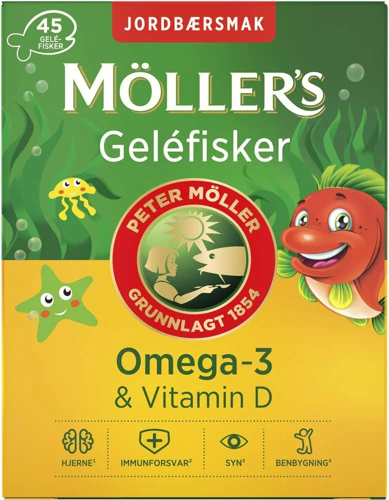 Geléfisker med jordbærsmak