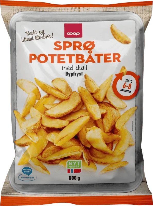 Coop Sprø Potetbåter m/Skall 600g