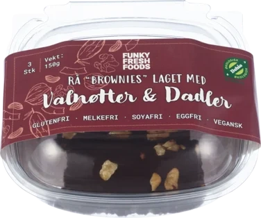 3pk Rå Kake, Brownies Valnøtter og Dadler 150g Vegansk, Glutenfri, Økologisk