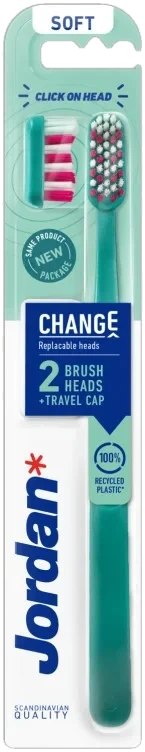 Jordan Tannbørste Change Soft W/2 Heads&Cap