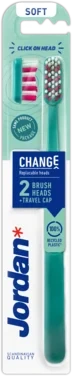 Jordan Tannbørste Change Soft W/2 Heads&Cap