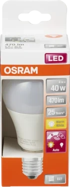 Led cl A 40 Matt E27 Dagslyssensor