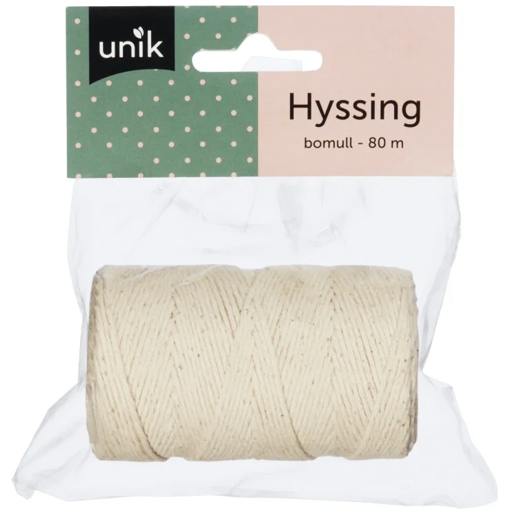 Hyssing Hvit Bomull 80m Unik