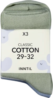 Kids' Socks, 3 Pairs, Green/blue/cream, 29-32