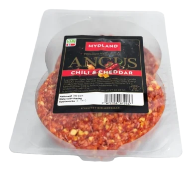 Angusburger Chili & Cheddar 2x165g Fersk Mydland