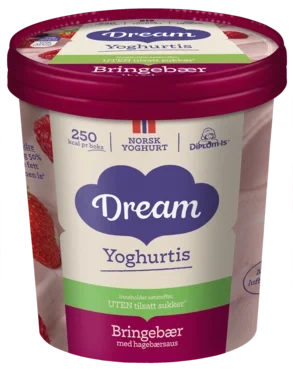 Dream Yoghurtis Bringebær uten Sukker 450ml