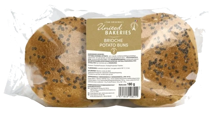Potato Burger Buns 180g United Bakeries