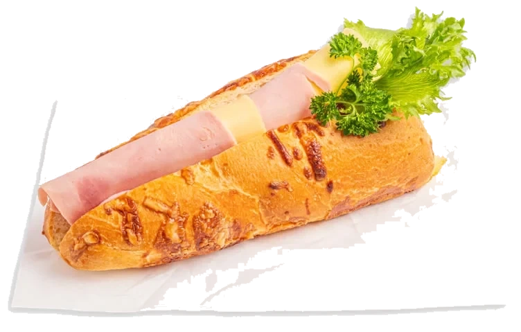 Ostebaguette m/ ost & skinke