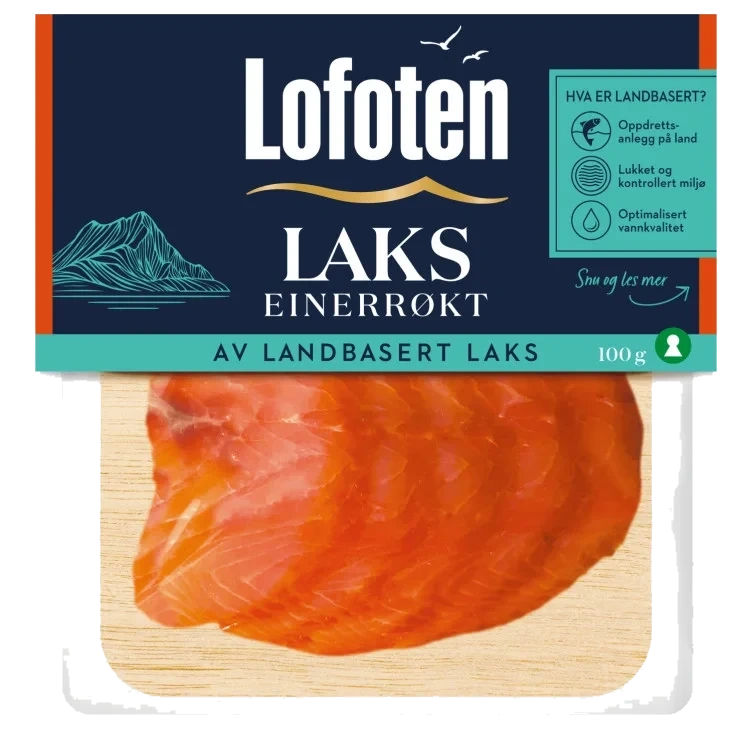 Laks Einerrøkt skivet 100g Landbasert Lofoten
