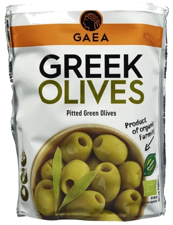 Gaea Organic Olives Pitted Green 8x150g