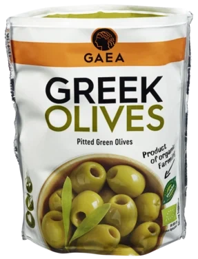 Gaea Organic Olives Pitted Green 8x150g