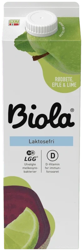 Biola® Syrnet Laktosefri Fettfri Melk Med Rødbet/eple/lime 1000 G