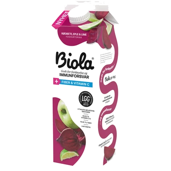 Biola® Syrnet Laktosefri Fettfri Melk Med Rødbet/eple/lime 1000 G