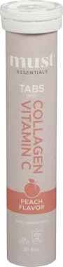 Must Essentials Collagen & Vitamin C Tabs Peach 20 Stk. 80g