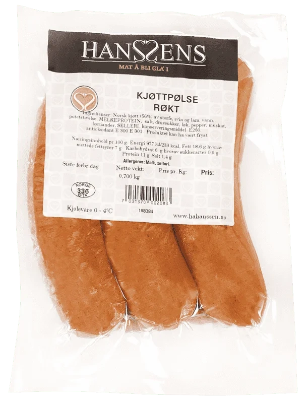 Kjøttpølser Røkt 5pk Frys Hanssens