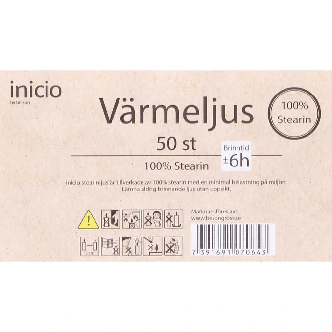 Värmeljus Stearin 6h 50-pack
