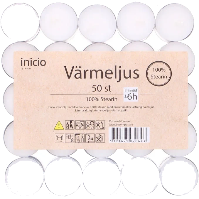 Värmeljus Stearin 6h 50-pack