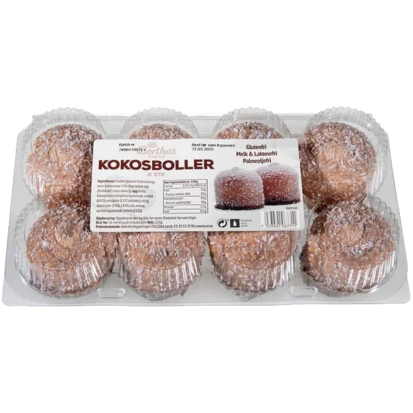 Kokosboller 8stk 210g Berthas