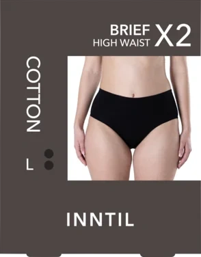 Women's High Waist Brief, 2-pk, Black, L