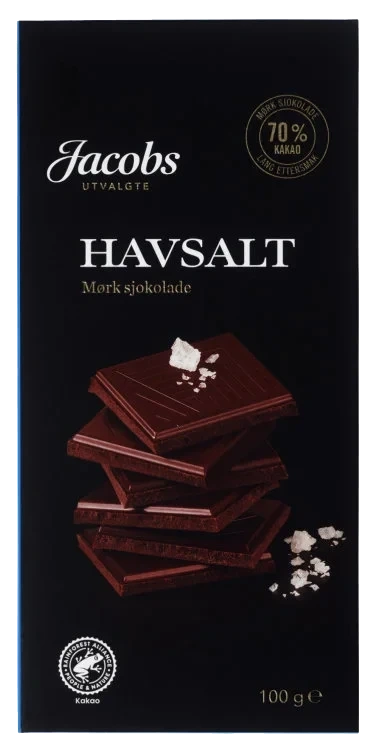 Sjokolade Mørk 70% Havsalt 100g Jacobs U