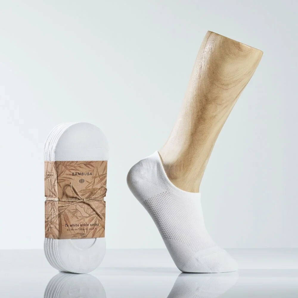 Bambusa Ankelsokker Naturhvit – 7 par