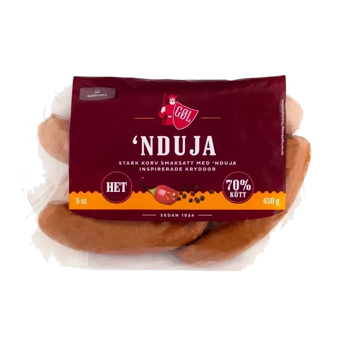 Grillkorv 'Nduja Het 70% Kötthalt 450g Göl