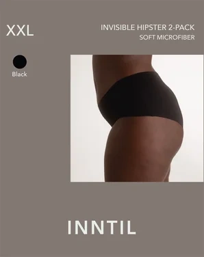 Women's Invisible Hipster, 2-pk, Black, Xxl