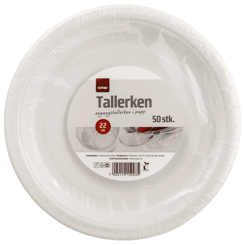 Coop Papptallerken 22cm 50pk