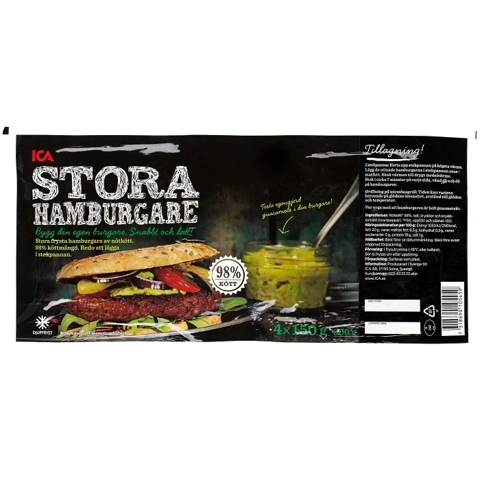 Hamburgare Fryst 4x150g 600g ICA