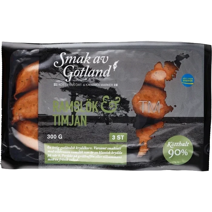 Kryddkorv Ramslök Timjan 90% Kötthalt 300g Smak av Gotland