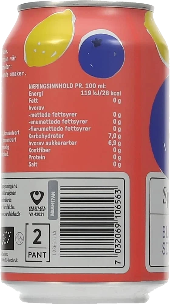 Økologisk Sparkling blåbær og sitron
