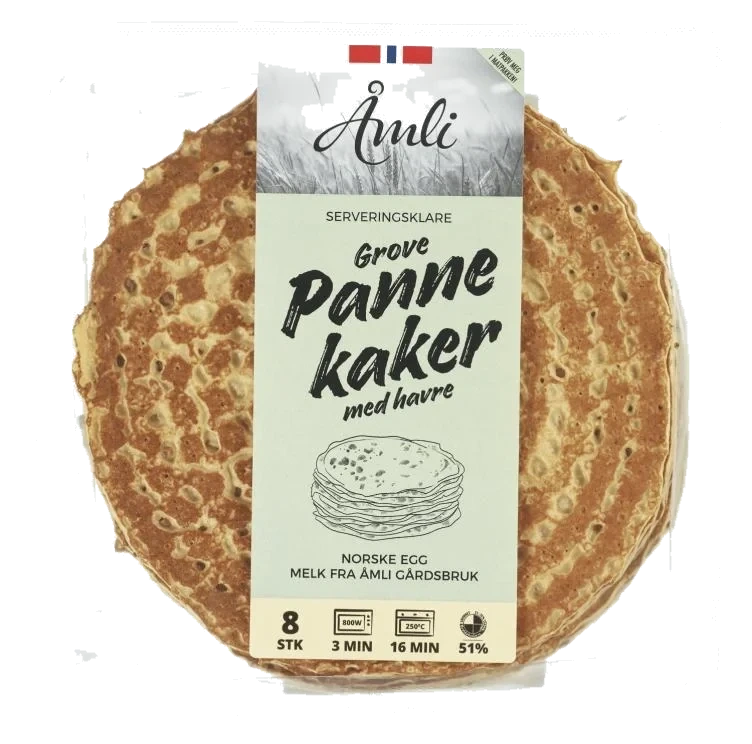 Grove Pannekaker m/Havre Ferdigstekte 8stk Åmli