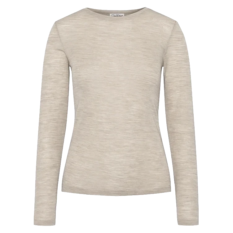 Wool Long Sleeve Stone Beige L Pierre Robert